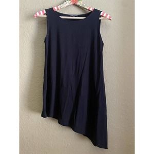 Eileen Fisher Women's Black Knit Asymmetrical Sleeveless Tunic Top Size XS